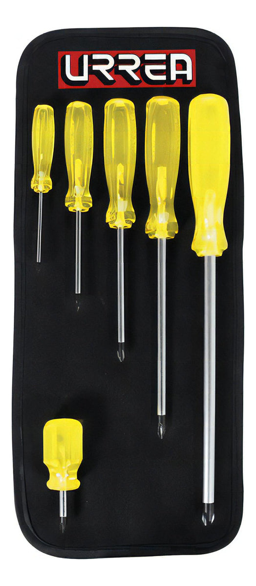 Juego 6 Destornilladores  Mango Ambar Punta Phillips Urrea