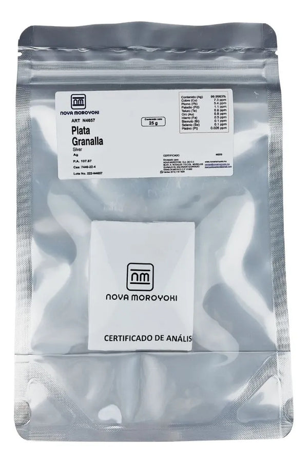 Plata Granalla Con Certificado 99.9983% 25 Gramos