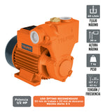Bomba De Agua Periférica 1/2 Hp 30 M 40 L/min 127 V Truper - vista 2