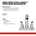 Llave Mezcladora 4 In Para Lavabo Fregadero Baño Casa Urrea - vista 4