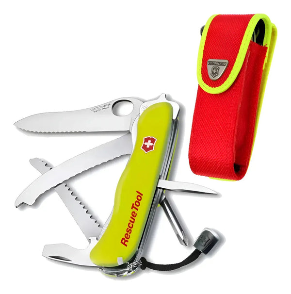 Victorinox Multiherramienta De Rescate 13 Funciones Navaja Suiza 0.8623.MWN con Hoja Corta Cinturón Sierra Rompe Vidrio y Bolsa de Nylon