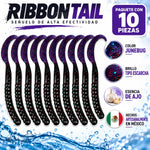 10 Señuelos Ribbontail Junebug Para Lobina Con Ajo Y Brillo - vista 3