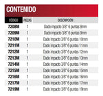 Juego 11 Dados De Impacto Métricos Cuadro 3/8'' Urrea 72202 - vista 2