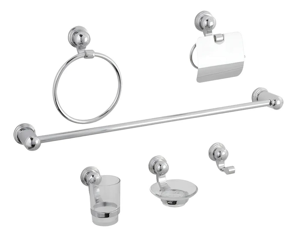 Juego De Accesorios Para Baño 6 Pzas Cromo Dica 1200