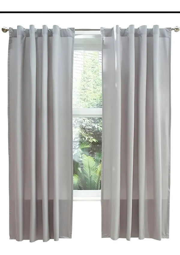 Kit 2 Cortinas Color Gris Viasoft Cortas 1.80m Alto Vianney