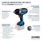 Llave De Impacto Inalámbrica Bosch Gds 18v-1050 H, 18v Sb Azul - vista 4