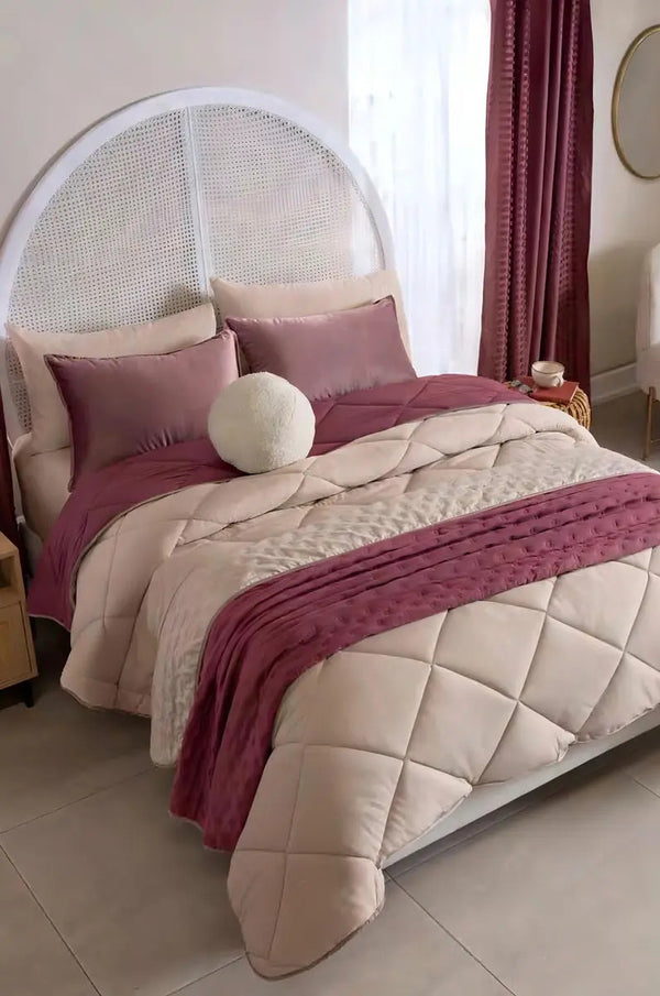 Edredón Queensize Girona +2 Funda +cojin+ Cubre Vianney Rosa