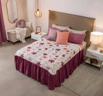 Colcha Matrimonial Azalea 2 Vistas Vianney Color Vino Floral - vista 1