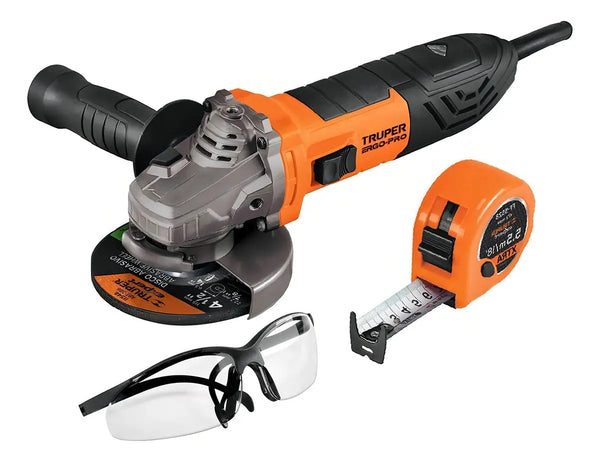 Combo Esmeriladora 4-1/2', 850w, Lentes Y Flexómetro Truper
