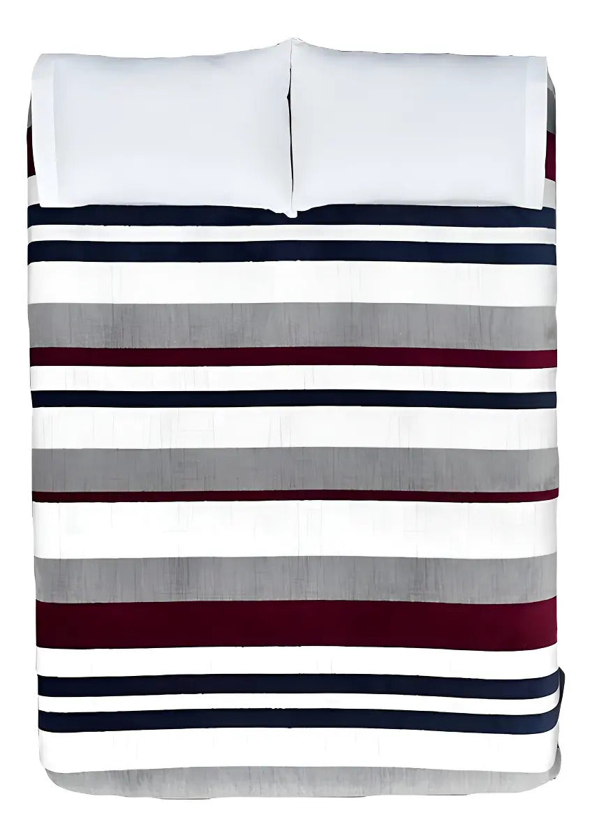 Cobija Vianney Ligero Matrimonial Diseño Oxford Rojo Gris