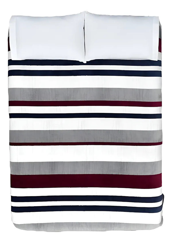 Cobija Vianney Ligero Matrimonial Diseño Oxford Rojo Gris