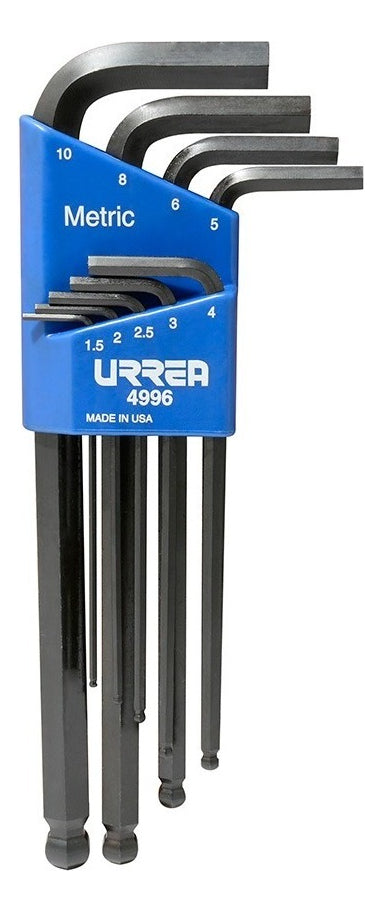 Juego 9 Llaves Hexagonales L Métricas Punta Bola Urrea 4996