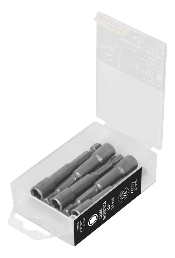 Estuche Con 5 Dados Magnéticos De 1/4in 65mm Largo Truper