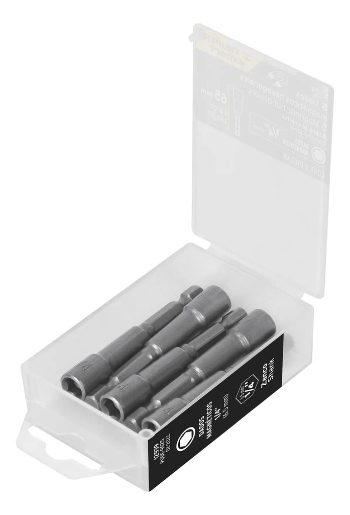 Estuche Con 5 Dados Magnéticos De 1/4in 65mm Largo Truper