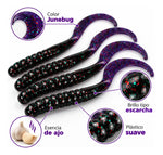10 Señuelos Ribbontail Junebug Para Lobina Con Ajo Y Brillo - vista 2