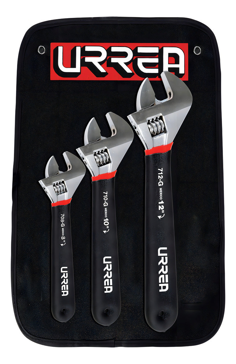 Juego De 3 Llaves Ajustables Cromadas Urrea 795G