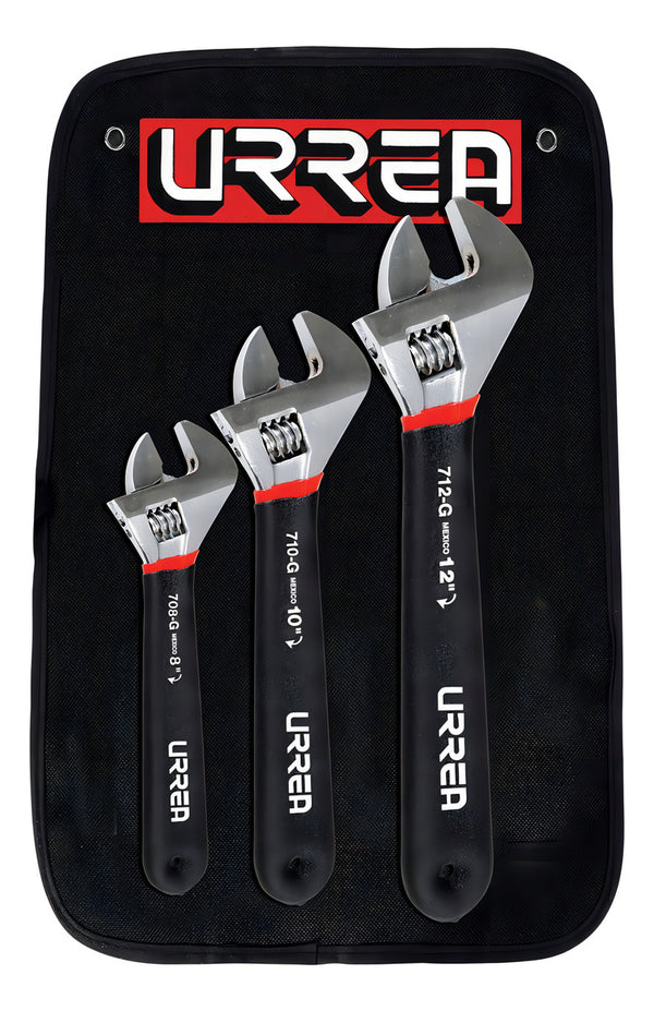 Juego De 3 Llaves Ajustables Cromadas Urrea