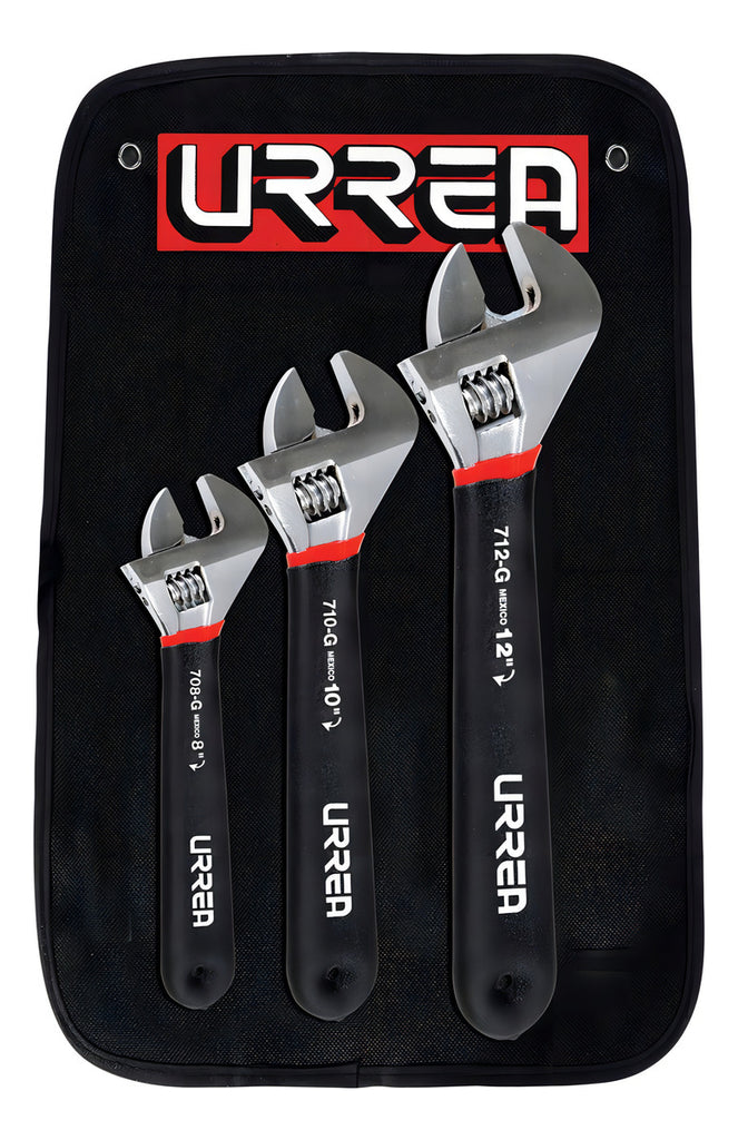 Juego De 3 Llaves Ajustables Cromadas Urrea