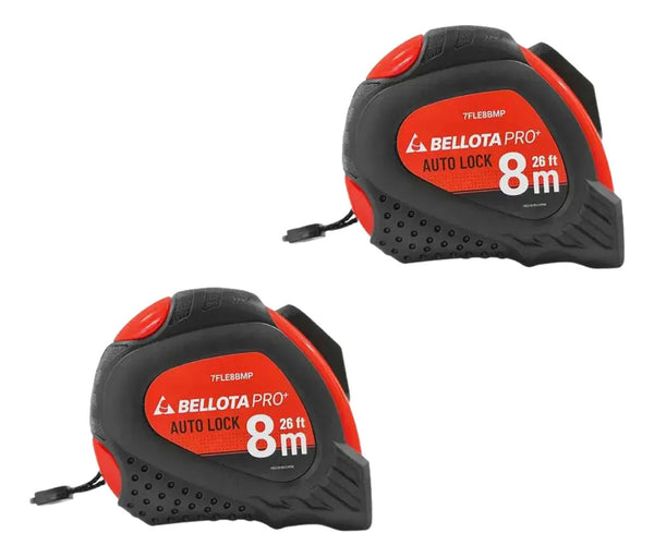 Pack 2 Flexómetros Anti Impacto 8m X 25mm Bellota 7fle8bmp