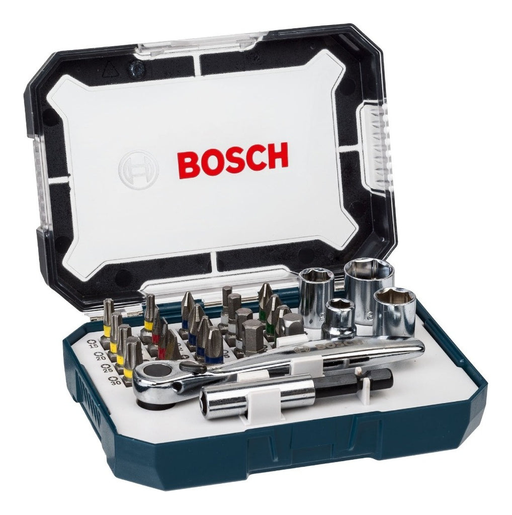 Set De Puntas Y Dados Para Atornillar 26 Pz Bosch 2607017407
