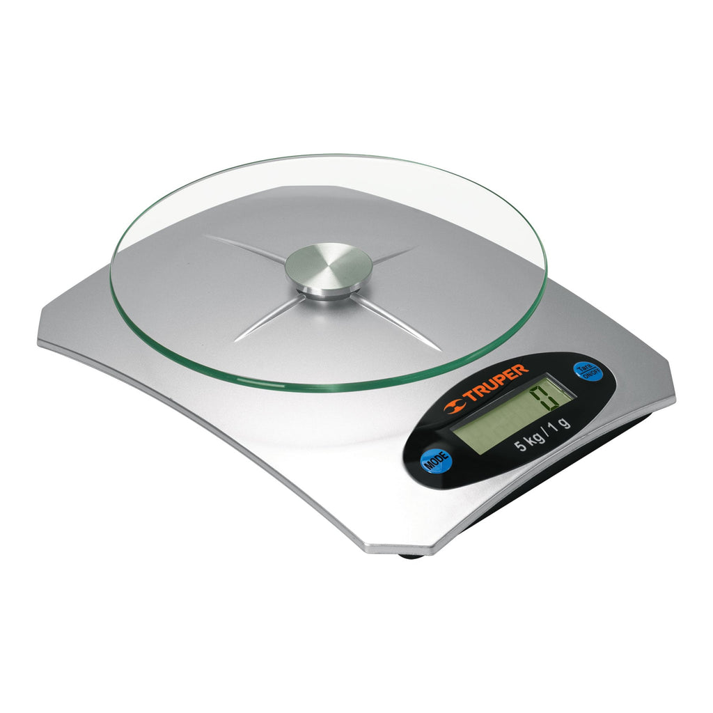 Báscula digital para cocina, plato de vidrio, 5 kg, Truper