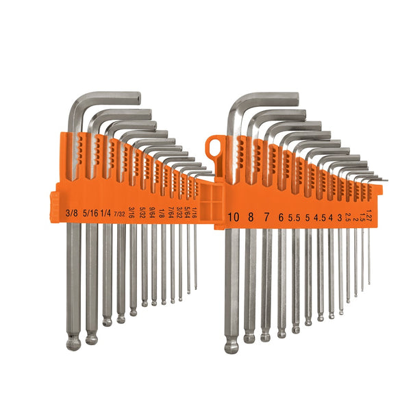 Juego de 25 llaves hexagonales largas mixtas, punta bola